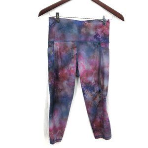 Athleta Salutation II capri leggings purple supernova galaxy stash pocket S